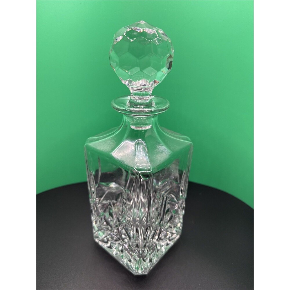 Galway Irish Crystal Longford Square Decanter And Stopper Cut Lead 9.5” Barware